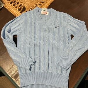 Lacoste Kids Sky Blue V-Neck Sweater